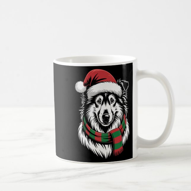 Mug Chien Rough Collie Noël Chapeau Écharpe de Santa C (Droite)