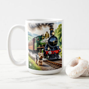 Mug Chien saluant un train à vapeur