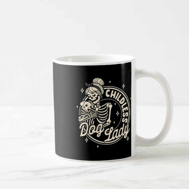 Mug Chien sans enfants Dames Drôle Chien Squelette Hal (Droite)