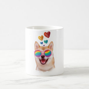 Mug Chien Shiba Inu avec coeurs Saint-Valentin