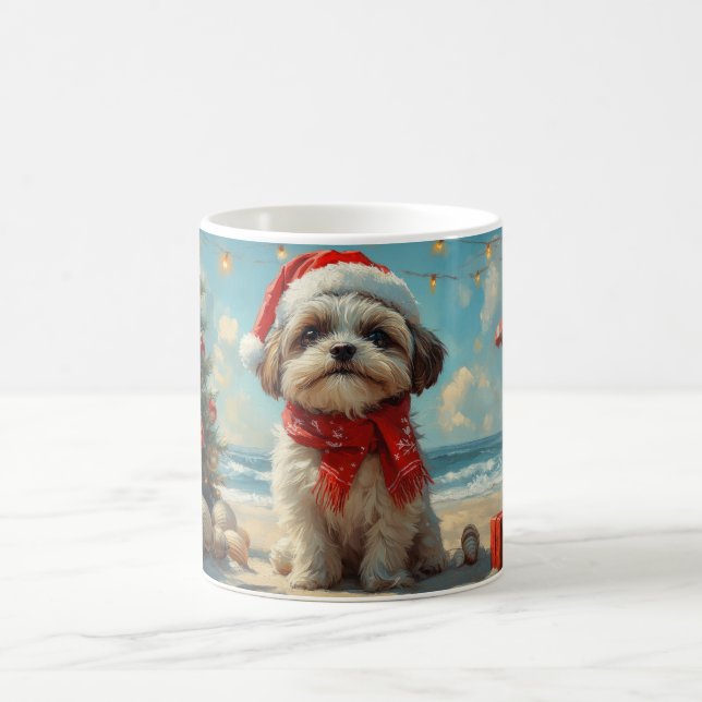 Mug Chien Shih Tzu Noël Vintage Plage (Centre)