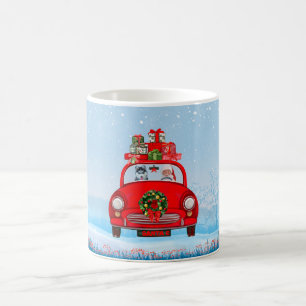 Mug Chien Sibérien Husky En Voiture Avec Le Père Noël