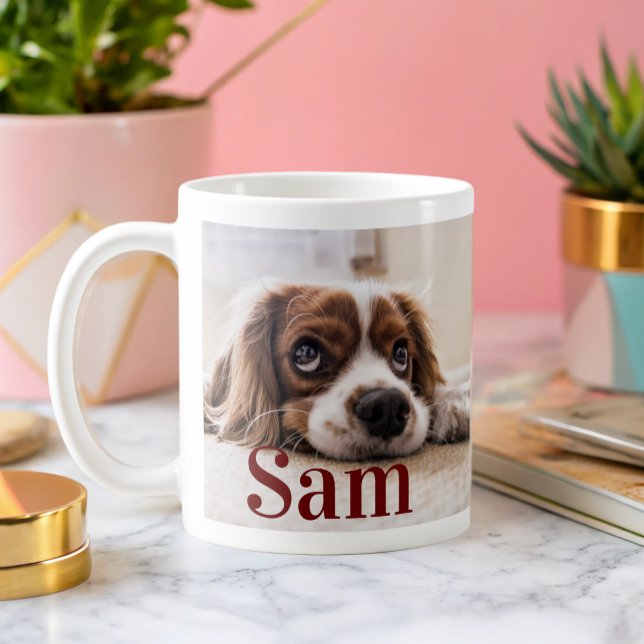 Mug Chien simple personnalisé Photo et nom (Créateur téléchargé)