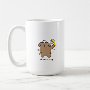 Mug Chien sous la douche Brun Caniche Bain Temps Kawai