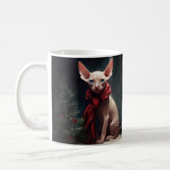 Mug Chien Sphynx dans la neige de Noël (Gauche)