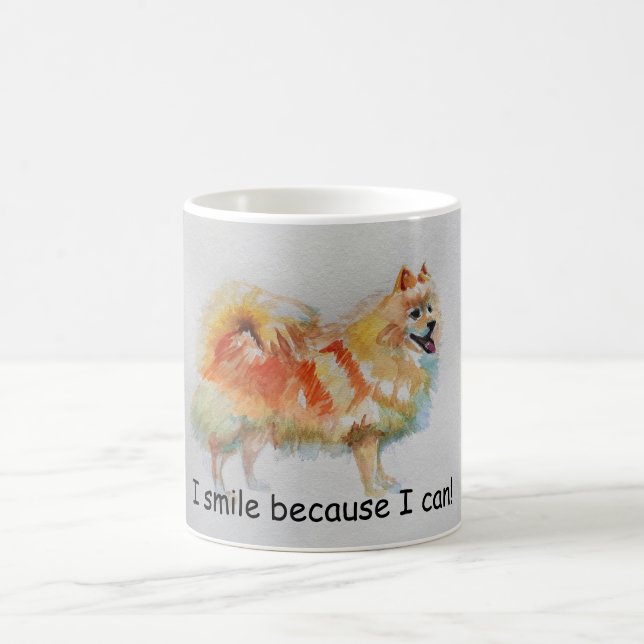 Mug Chien Spitz Allemand "Je souris parce que je peux  (Centre)