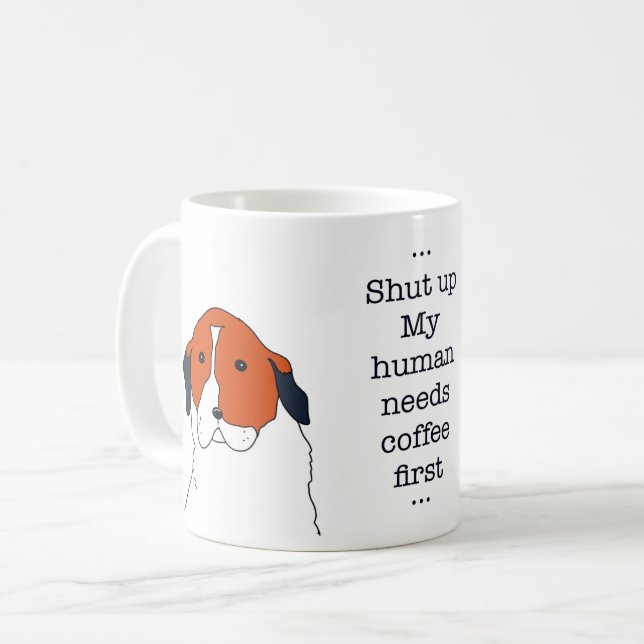 Mug Chien St. Bernard Café Humour Design Mignon (Devant gauche)
