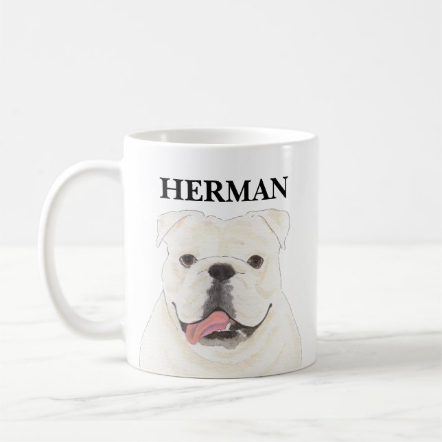 Mug Chien-taureau anglais blanc personnalisé (Gauche)