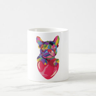 Mug Chien-taureau français au coeur rouge coloré