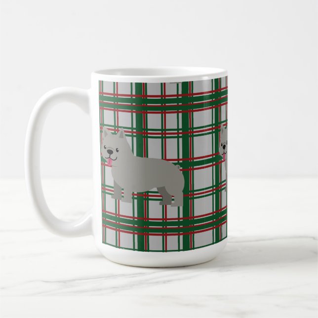 Mug Chien-taureau français gris, Jeu de Noël (Gauche)
