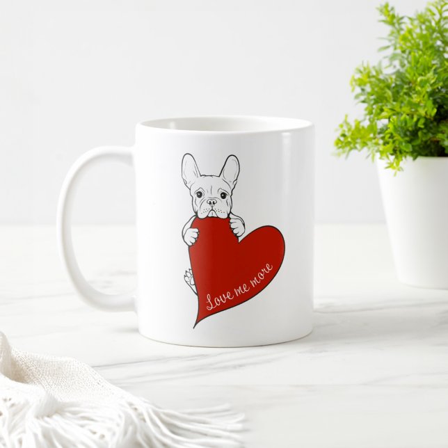 Mug Chien-taureau français mignon au coeur rouge (Créateur téléchargé)