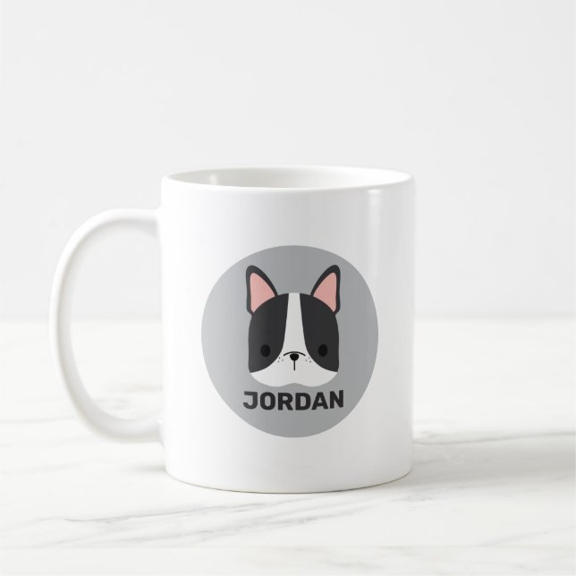 Mug Chien-taureau français mignon avec nom personnalis (Gauche)