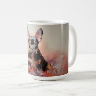 Mug Chien-taureau français noir et chiot tan