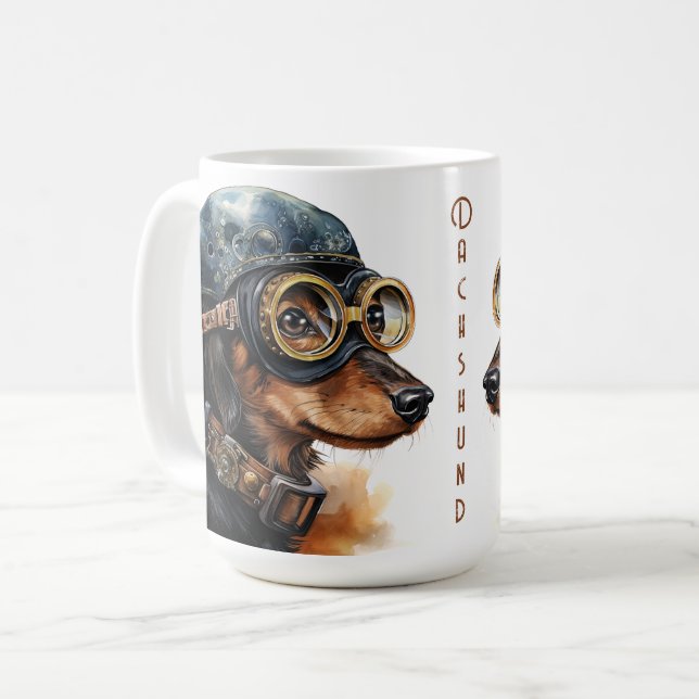 Mug Chien Teckel Steampunk (Devant gauche)