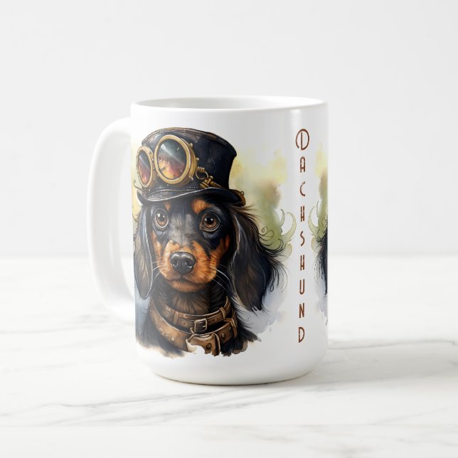 Mug Chien teckel steampunk (Devant gauche)