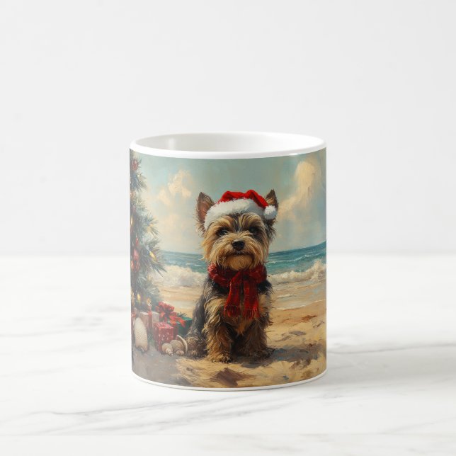 Mug Chien Terrier Écossais Noël Plage Vintage (Centre)