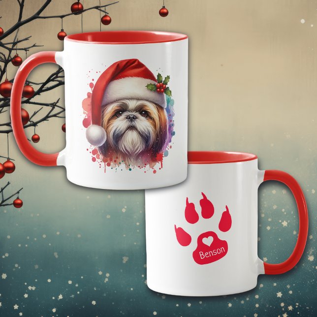 Mug Chien Tzu Chien à Noël Noël de Noël Personnalisé (Créateur téléchargé)