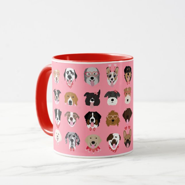 Mug Chien Valentine Face Motif (Devant gauche)