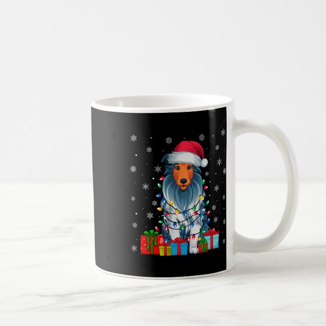Mug Chien Vilain Noël Éclairage Santa Hat Porté Collie (Droite)
