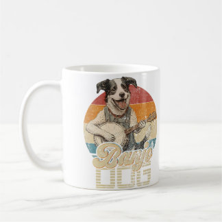 Mug Chien Vintage Jouant de la Musique Bluegrass au Ba