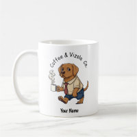 Chien Vizsla drôle en costume d'affaires Café 