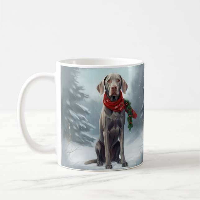 Mug Chien Weimaraner à Noël de neige (Gauche)