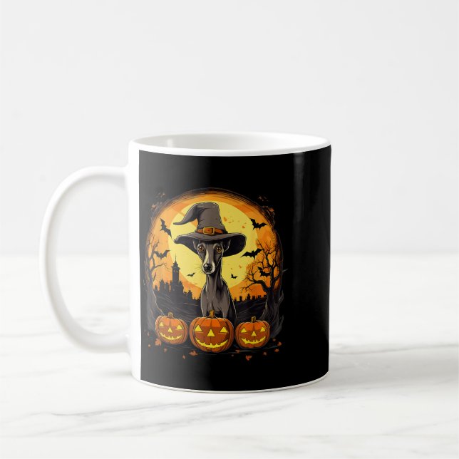 Mug Chien Whippet Sorcière Halloween Effrayant (Gauche)