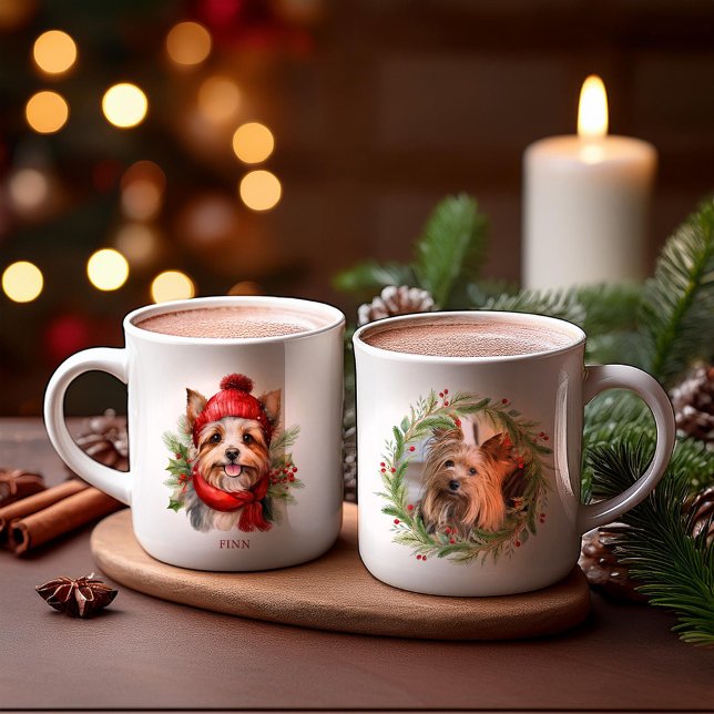 Mug Chien Yorkie de Noël à l'aquarelle  (Créateur téléchargé)
