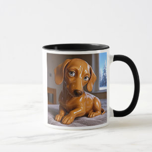 Mug chienne 3D brun clair, regard doux.