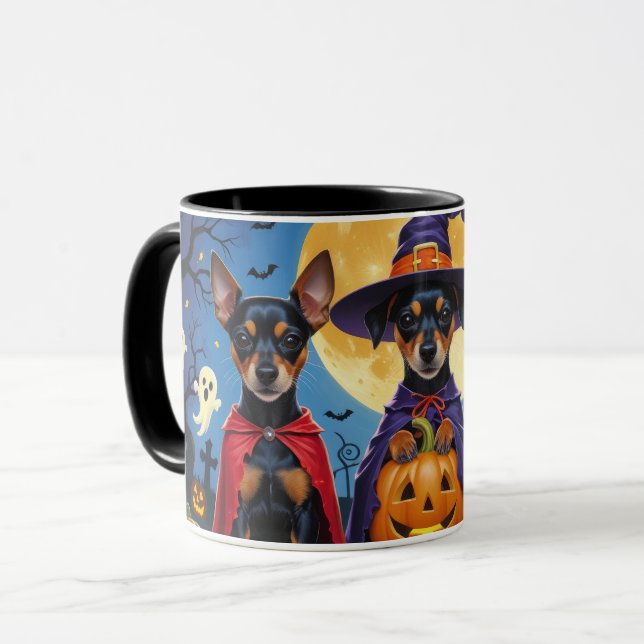 Mug Chiens Affenpinscher Citrouille Halloween Drôle (Devant gauche)