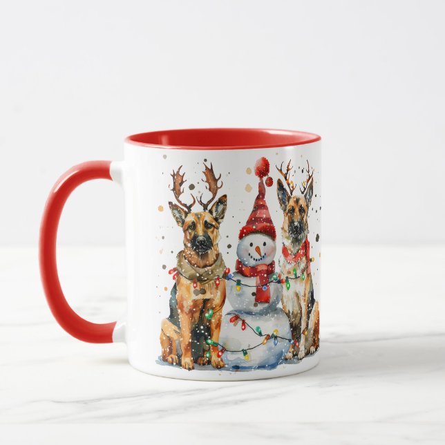 Mug Chiens bergers allemands de Noël (Gauche)