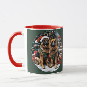Mug Chiens bergers allemands de Noël