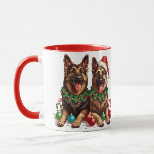Mug Chiens bergers allemands de Noël