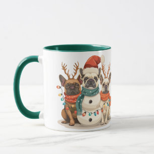 Mug Chiens Bouledogues Français de Noël Renne