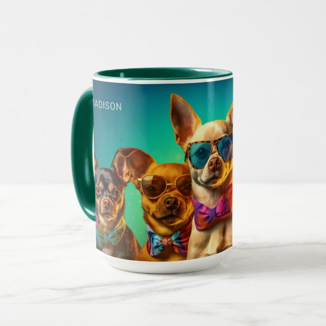 Mug Chiens Cool de nom personnalisé (Devant gauche)