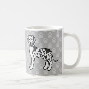 Mug Chiens Danois de Dessin Animé Arlequin sur Fond Gr