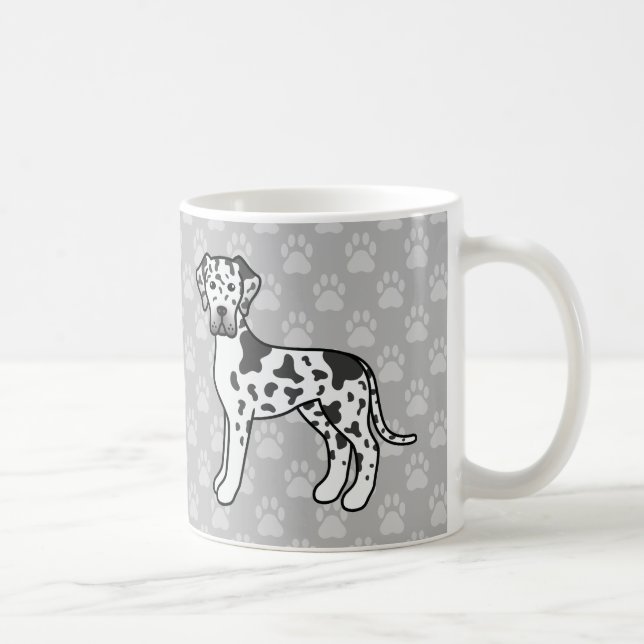Mug Chiens Danois de Dessin Animé Arlequin sur Fond Gr (Droite)