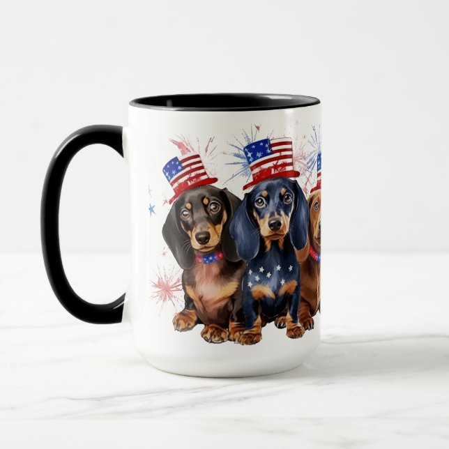 MUG CHIENS DE BÂTIMENT PATRIOTIQUE ADORABLES (Gauche)