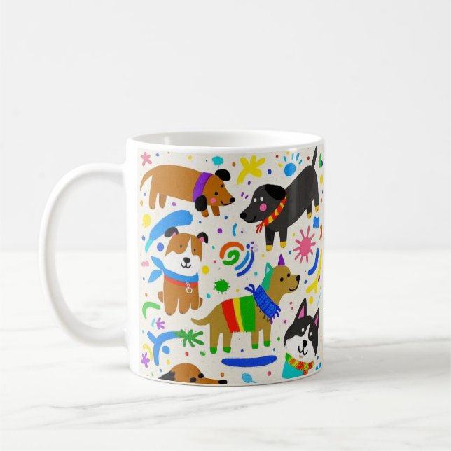 Mug Chiens de caricature ludiques (Gauche)
