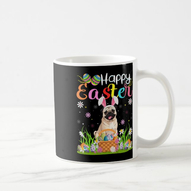 Mug Chiens de carlin Joyeux Oeufs de Pâques Chasse Bun (Droite)