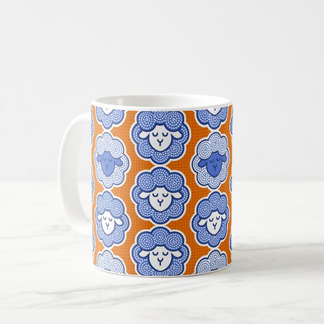 Mug Chiens de comptage - bleu et orange (Devant gauche)