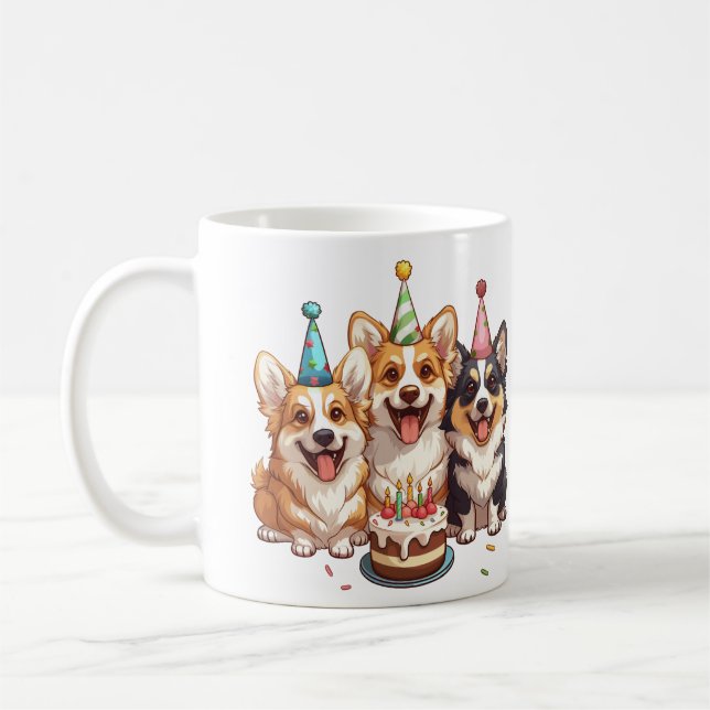 Mug Chiens de Corgi d'anniversaire (Gauche)