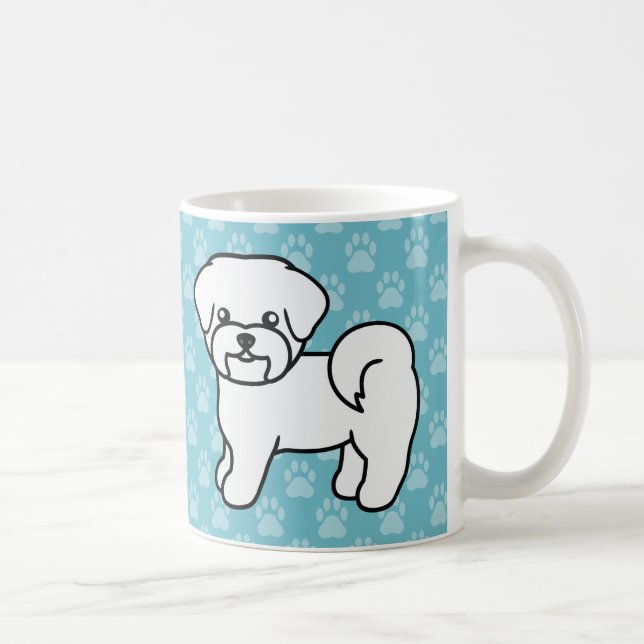 Mug Chiens de dessin animé maltais souriants blancs (Droite)