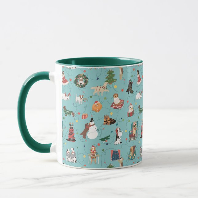 Mug Chiens de Fêtes en Motif de pulls de Noël (Gauche)