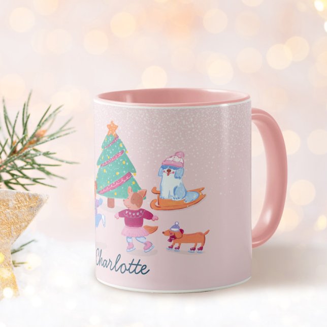Mug Chiens de fille Patinage sur glace Patinage rose p (Créateur téléchargé)