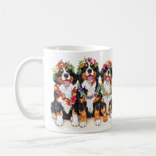 Mug Chiens de montagne bernois hawaïens Lei de fleurs