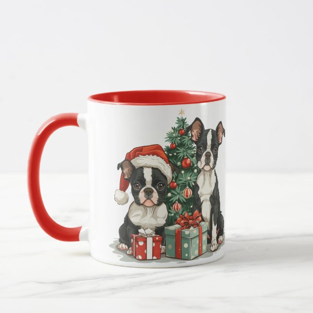 Mug Chiens de Noël Boston Terrier (Gauche)