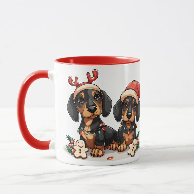 Mug Chiens de Noël Dachshund (Gauche)
