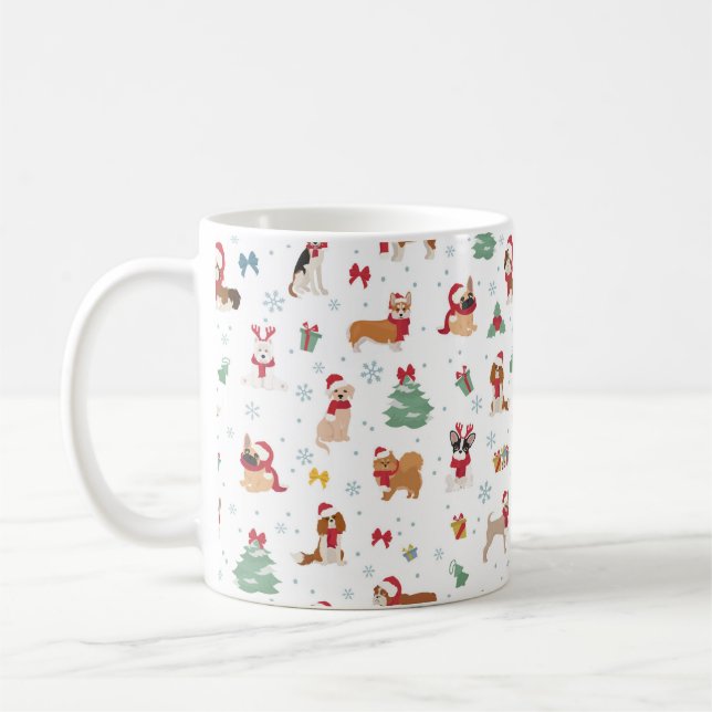 Mug Chiens de Noël en accessoires de vacances (Gauche)