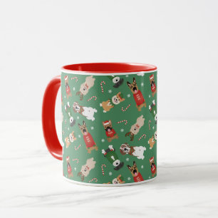 Mug Chiens de Noël Motif Rouge Vert